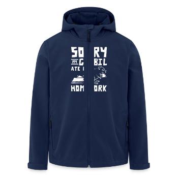 Sorry my gerbil ate my homework - Men’s Recycled Softshell Jacket by Stanley/Stella - navy - Front - AI Model Male 185 light (185cm)
