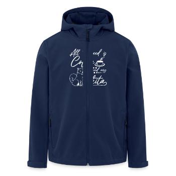 Tout ce dont j’ai besoin, c’est d’un café et de mon akita - Veste softshell homme en polyester recyclé Stanley/Stella - marine - Devant - AI Model Male 185 light (185cm)