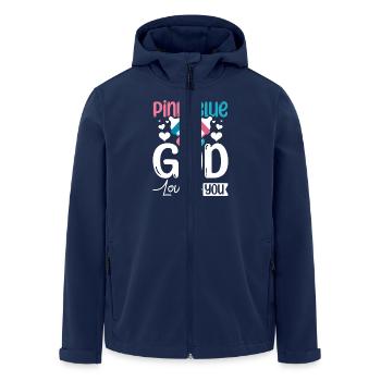 Pink or blue god loves you - Recycelte Männer Softshell-Jacke von Stanley/Stella - Navy - Vorne - AI Model Male 185 light (185cm)