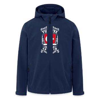 Türkiye -Turkey - Türkei - Men’s Recycled Softshell Jacket by Stanley/Stella - navy - Front - AI Model Male 185 light (185cm)