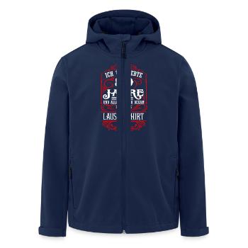 80e chemise anniversaire - a survécu - moche - DE - Veste softshell homme en polyester recyclé Stanley/Stella - marine - Devant - AI Model Male 185 light (185cm)