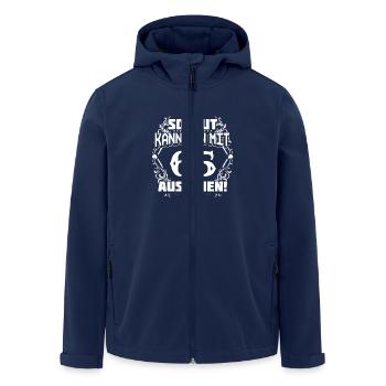 65 - birthday - good looks - DE - Men’s Recycled Softshell Jacket by Stanley/Stella - navy - Front - AI Model Male 185 light (185cm)