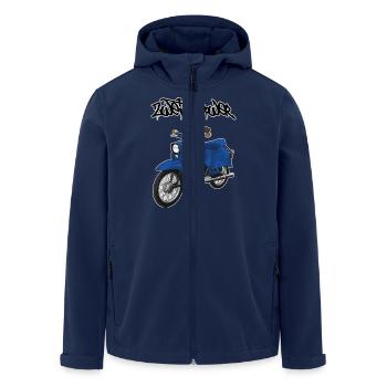 Schwalbe (blau) // Illustration - Recycelte Männer Softshell-Jacke von Stanley/Stella - Navy - Vorne - AI Model Male 185 light (185cm)