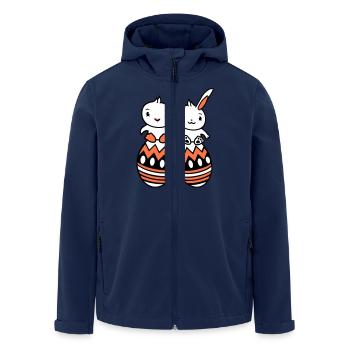 Hase Vogel Küken 2 Freunde große Ostereier riesig - Recycelte Männer Softshell-Jacke von Stanley/Stella - Navy - Vorne - AI Model Male 185 light (185cm)