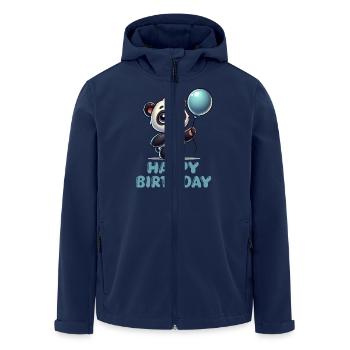 Panda Comic Balloon Birthday - Men’s Recycled Softshell Jacket by Stanley/Stella - navy - Front - AI Model Male 185 light (185cm)