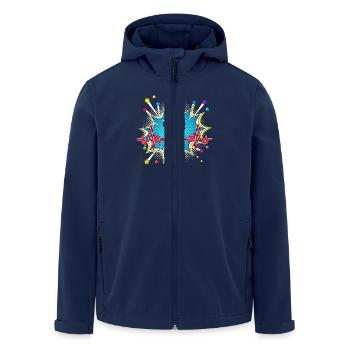 Grill Pop Art Comic Retro Herzschlag - Recycelte Männer Softshell-Jacke von Stanley/Stella - Navy - Vorne - AI Model Male 185 light (185cm)