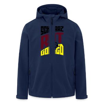 Schwarz Rot Goaled - Recycelte Männer Softshell-Jacke von Stanley/Stella - Navy - Vorne - AI Model Male 185 light (185cm)