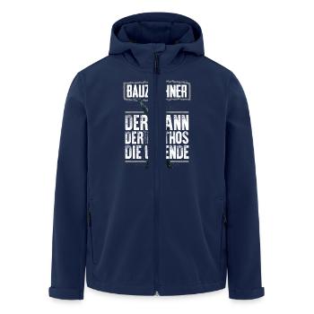 BAUZEICHNER - Mythos - Recycelte Männer Softshell-Jacke von Stanley/Stella - Navy - Vorne - AI Model Male 185 light (185cm)