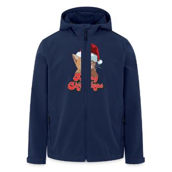 Weihnachtsgeschenk süß lustig Katze Weihnachtsmann Hut Frohe Weihnachten - Recycelte Männer Softshell-Jacke von Stanley/Stella - Navy - Vorne - AI Model Male 185 light (185cm)