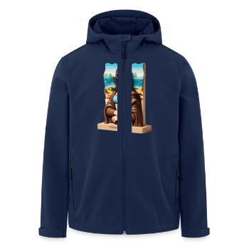 Mona Lisa en vacances - Veste softshell homme en polyester recyclé Stanley/Stella - marine - Devant - AI Model Male 185 light (185cm)