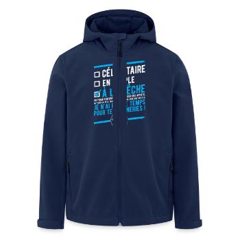 "Célibataire en couple à la pêche" - Veste softshell homme en polyester recyclé Stanley/Stella - marine - Devant - AI Model Male 185 light (185cm)