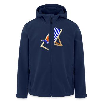 Orange im Liegestuhl - Recycelte Männer Softshell-Jacke von Stanley/Stella - Navy - Vorne - AI Model Male 185 light (185cm)