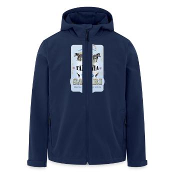 Zebras Wildlife Safari Tansania Afrika Abenteuer - Recycelte Männer Softshell-Jacke von Stanley/Stella - Navy - Vorne - AI Model Male 185 light (185cm)