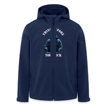 Think Before You Click - Cybersecurity Awareness - Men’s Recycled Softshell Jacket by Stanley/Stella - navy - Front - AI Model Male 185 light (185cm)