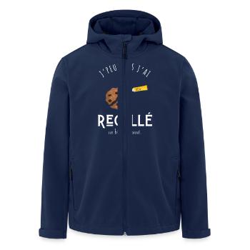 J’peux pas j’ai recollé un biscuit cassé - humour - Veste softshell homme en polyester recyclé Stanley/Stella - marine - Devant - AI Model Male 185 light (185cm)