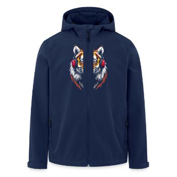 Tiger Animal Graphic Music Headphones Art Tiger - Men’s Recycled Softshell Jacket by Stanley/Stella - navy - Front - AI Model Male 185 light (185cm)