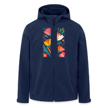 Otomi Floral Pattern Cultural Art - Men’s Recycled Softshell Jacket by Stanley/Stella - navy - Front - AI Model Male 185 light (185cm)