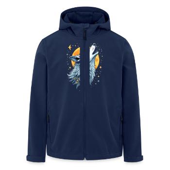 Heart Line Wolf - Moon Art - Men’s Recycled Softshell Jacket by Stanley/Stella - navy - Front - AI Model Male 185 light (185cm)