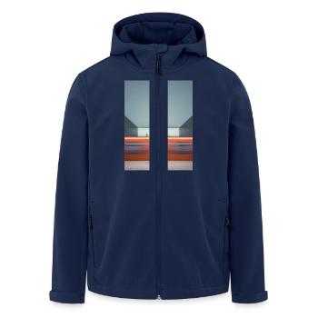 Woman in Striped Dress Waiting - Men’s Recycled Softshell Jacket by Stanley/Stella - navy - Front - AI Model Male 185 light (185cm)