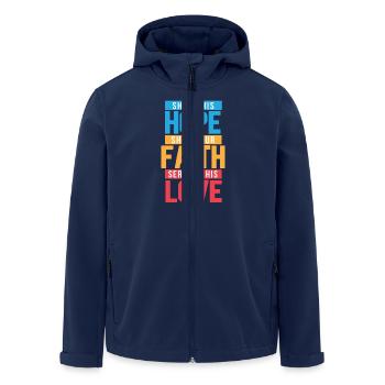 Liebe Gott - Recycelte Männer Softshell-Jacke von Stanley/Stella - Navy - Vorne - AI Model Male 185 light (185cm)