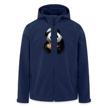 PANDA LOVES PIZZA - Men’s Recycled Softshell Jacket by Stanley/Stella - navy - Front - AI Model Male 185 light (185cm)