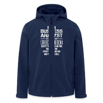 Being A Business Analyst Is Like Riding A Bike - Men’s Recycled Softshell Jacket by Stanley/Stella - navy - Front - AI Model Male 185 light (185cm)
