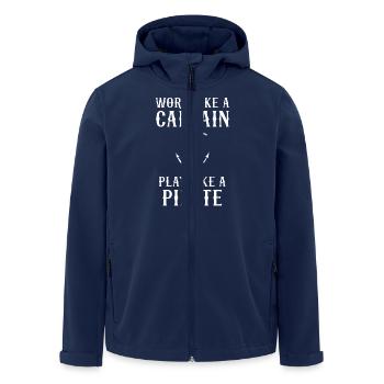 Work Like A Captain Play Like A Pirate - Men’s Recycled Softshell Jacket by Stanley/Stella - navy - Front - AI Model Male 185 light (185cm)