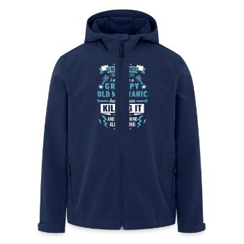 Grumpy Old Mechanic - Men’s Recycled Softshell Jacket by Stanley/Stella - navy - Front - AI Model Male 185 light (185cm)