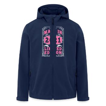 Vintage Born in 2021 made in 2021 4 years old. Art_202 - Men’s Recycled Softshell Jacket by Stanley/Stella - navy - Front - AI Model Male 185 light (185cm)