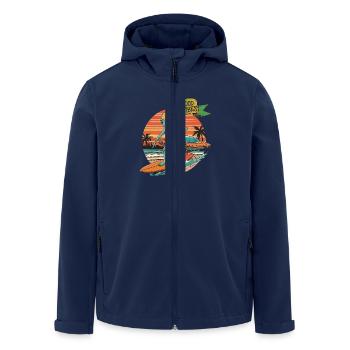 Space Surfer – direkt aus der Galaxie - Recycelte Männer Softshell-Jacke von Stanley/Stella - Navy - Vorne - AI Model Male 185 light (185cm)