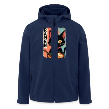 schwarze Anime Katze isst Ramen-Nudeln - Recycelte Männer Softshell-Jacke von Stanley/Stella - Navy - Vorne - AI Model Male 185 light (185cm)