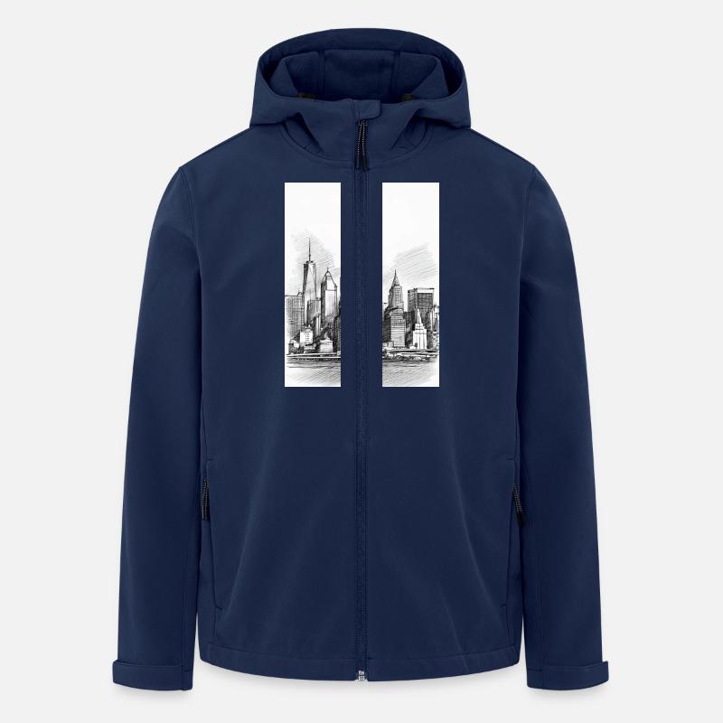 Skyline Handzeichnung - Recycelte Männer Softshell-Jacke von Stanley/Stella - Navy