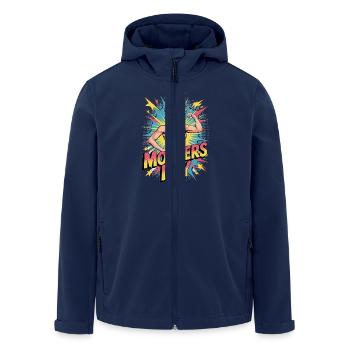 Fit Mom Power – Pop Art Motif for Mother's Day - Men’s Recycled Softshell Jacket by Stanley/Stella - navy - Front - AI Model Male 185 light (185cm)