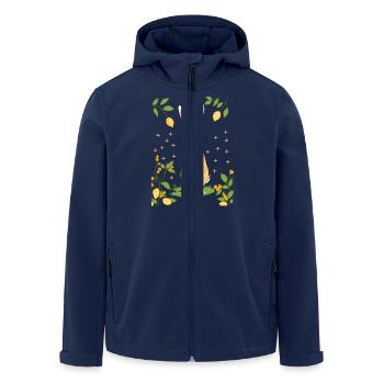 Cute Cartoon Rabbit with Lemons - Men’s Recycled Softshell Jacket by Stanley/Stella - navy - Front - AI Model Male 185 light (185cm)