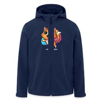 Fluffy messenger of good luck: Cute cat with googly eyes - Men’s Recycled Softshell Jacket by Stanley/Stella - navy - Front - AI Model Male 185 light (185cm)