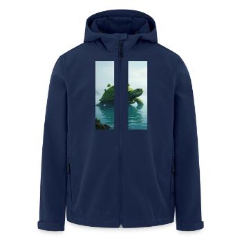 Aspidochelone, tortue marine médiévale du myt européen - Veste softshell homme en polyester recyclé Stanley/Stella - marine - Devant - AI Model Male 185 light (185cm)