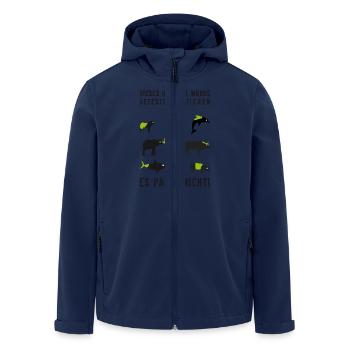 Getestet an Tieren | Tiere | Lustig | Humor | Tier - Recycelte Männer Softshell-Jacke von Stanley/Stella - Navy - Vorne - AI Model Male 185 light (185cm)