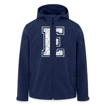 Un caractère un mi dans blanc in Used Look - Veste softshell homme en polyester recyclé Stanley/Stella - marine - Devant - AI Model Male 185 light (185cm)