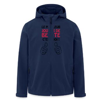 Jeu de cartes / Tarot / Belote / Rami / Poker - Veste softshell homme en polyester recyclé Stanley/Stella - marine - Devant - AI Model Male 185 light (185cm)