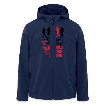MOTIF DESIGN HUMOUR POUR HOMME VISUEL MIXTE - Veste softshell homme en polyester recyclé Stanley/Stella - marine - Devant - AI Model Male 185 light (185cm)