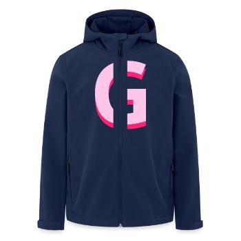 Pop- und moderner rosafarbener Buchstabe g - Recycelte Männer Softshell-Jacke von Stanley/Stella - Navy - Vorne - AI Model Male 185 light (185cm)
