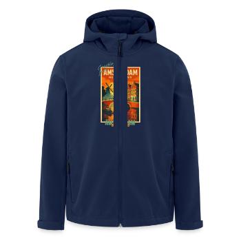Illustration de voyage vintage à Amsterdam - Pays-Bas - Veste softshell homme en polyester recyclé Stanley/Stella - marine - Devant - AI Model Male 185 light (185cm)