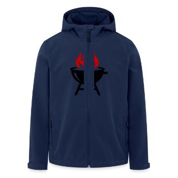 Icône de flamme de gril - Veste softshell homme en polyester recyclé Stanley/Stella - marine - Devant - AI Model Male 185 light (185cm)