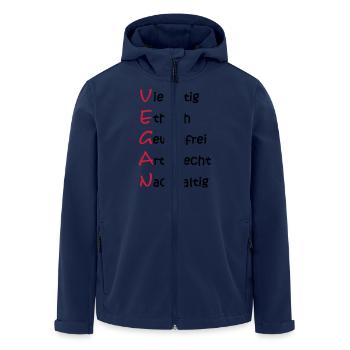 Die Bedeutung von Vegan. - Recycelte Männer Softshell-Jacke von Stanley/Stella - Navy - Vorne - AI Model Male 185 light (185cm)