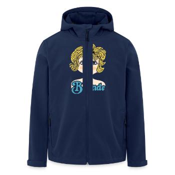Retro Illustration Blonde - Men’s Recycled Softshell Jacket by Stanley/Stella - navy - Front - AI Model Male 185 light (185cm)