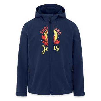 Shrimp And Jesus Shrimp Lover Seafood - Men’s Recycled Softshell Jacket by Stanley/Stella - navy - Front - AI Model Male 185 light (185cm)
