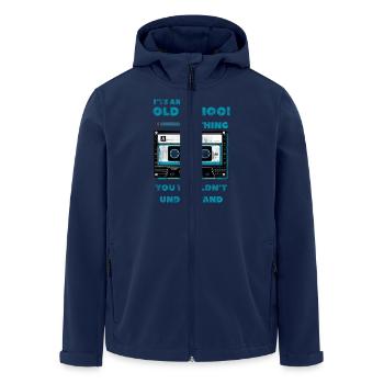 Old School Vibes – You won't understand this! - Men’s Recycled Softshell Jacket by Stanley/Stella - navy - Front - AI Model Male 185 light (185cm)