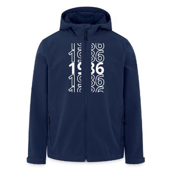 1986 1986 1986 - Recycelte Männer Softshell-Jacke von Stanley/Stella - Navy - Vorne - AI Model Male 185 light (185cm)