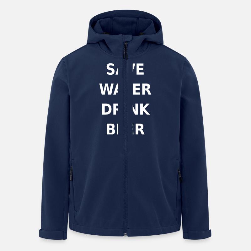 Spar vand, drik øl - Stanley/Stella herre softshelljakke i genanvendt polyester Discoverer - marineblå