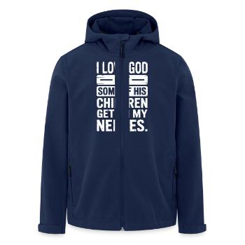 Ich liebe Gott, aber manche seiner Kinder nerven! - Recycelte Männer Softshell-Jacke von Stanley/Stella - Navy - Vorne - AI Model Male 185 light (185cm)